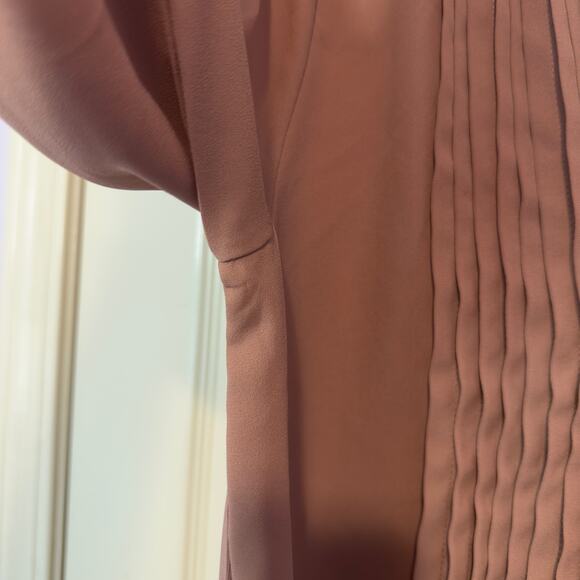 Ann Taylor Pleated Button Sleeve Blouse Size M Blush Hook and Eye Neck Office - Picture 9 of 11